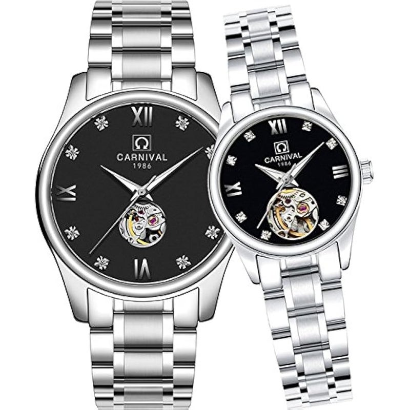 His and Hers Couple Watches Automatic Pair Watch for Men Women Gift Set of 2 - Image 1